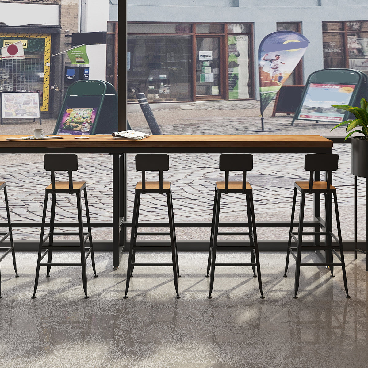 Mesa de comedor de madera de pino, mesa de Bar rectangular moderna para tienda de té con leche y cafetería