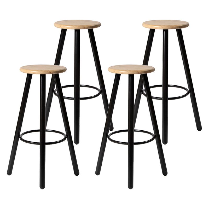 Modern Round Bar & Counter Stool Dining Room Footrest Wood Counter-height Stool