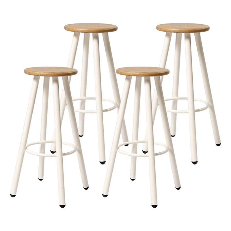 Modern Round Bar & Counter Stool Dining Room Footrest Wood Counter-height Stool