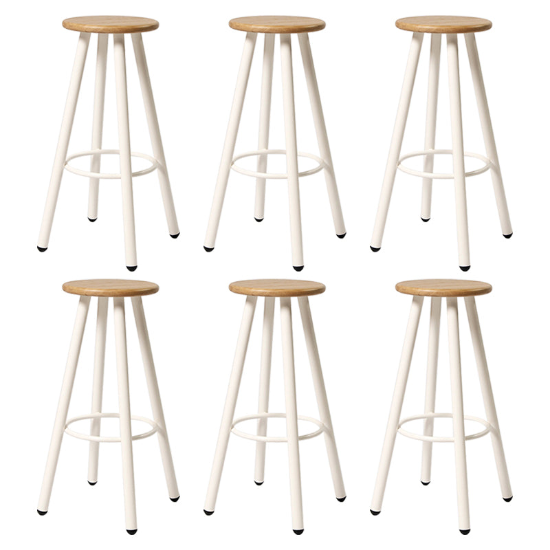 Modern Round Bar & Counter Stool Dining Room Footrest Wood Counter-height Stool