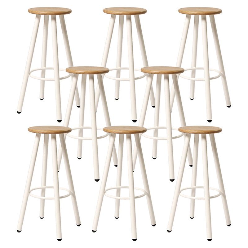 Modern Round Bar & Counter Stool Dining Room Footrest Wood Counter-height Stool