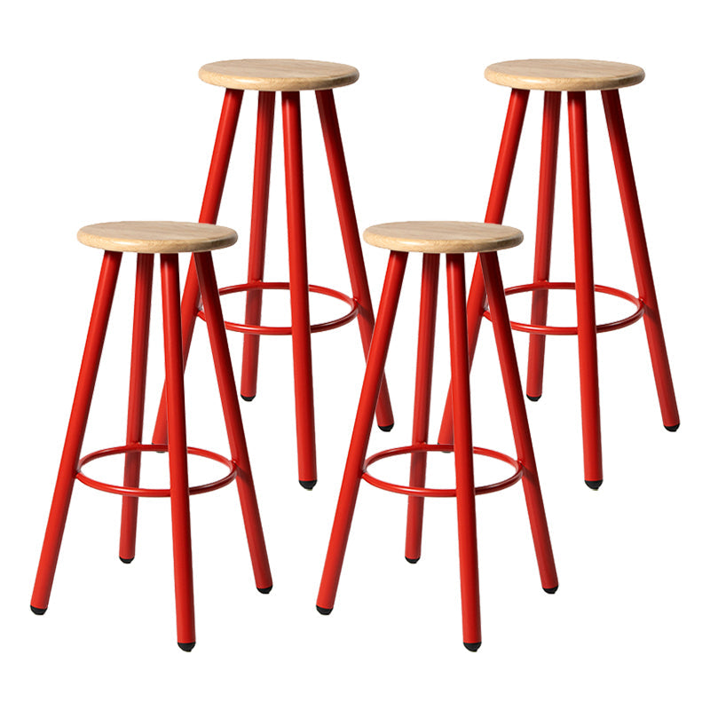 Modern Round Bar & Counter Stool Dining Room Footrest Wood Counter-height Stool