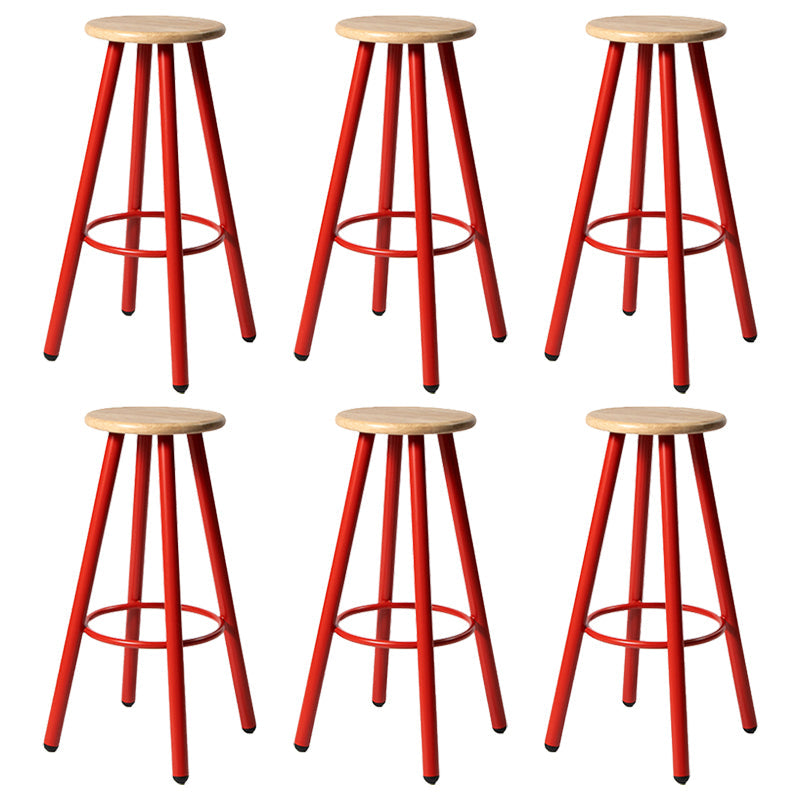 Modern Round Bar & Counter Stool Dining Room Footrest Wood Counter-height Stool