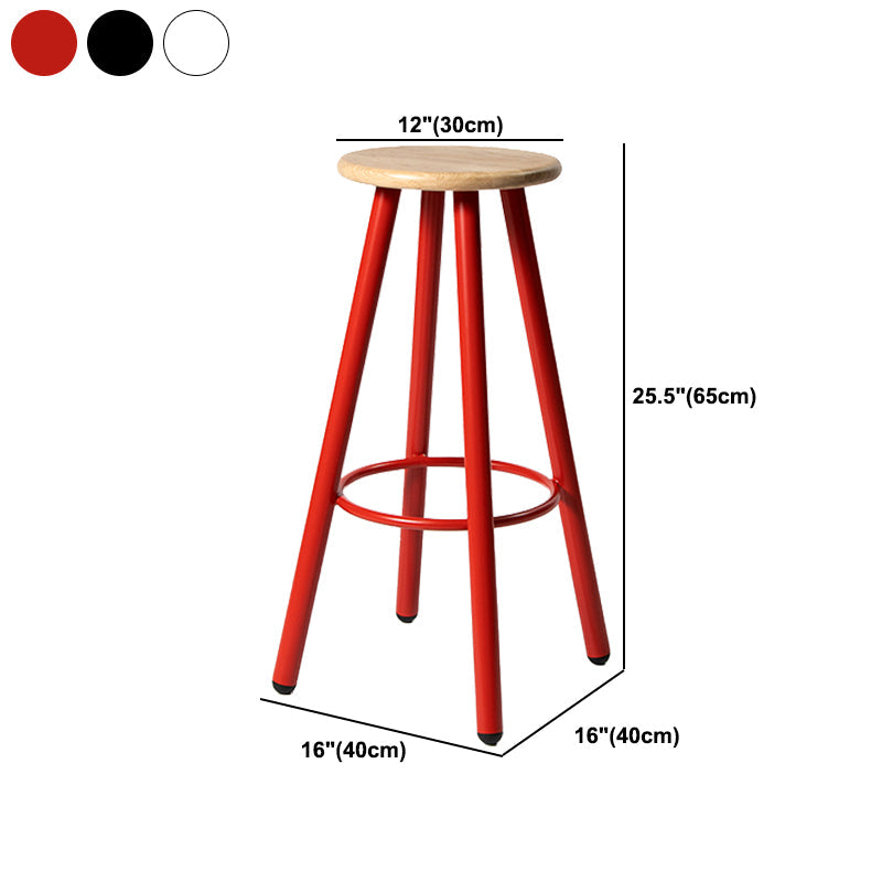Modern Round Bar & Counter Stool Dining Room Footrest Wood Counter-height Stool