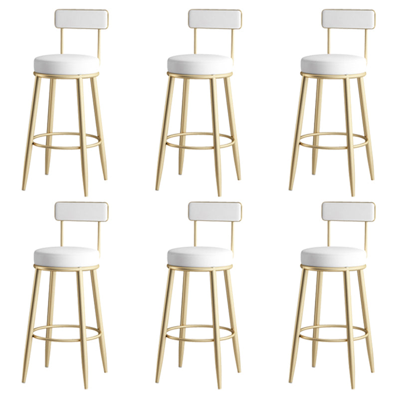 Moderne rugleuning armloze aanrechtkruk IJzeren Keuken Bar Kruk met lederen kussen