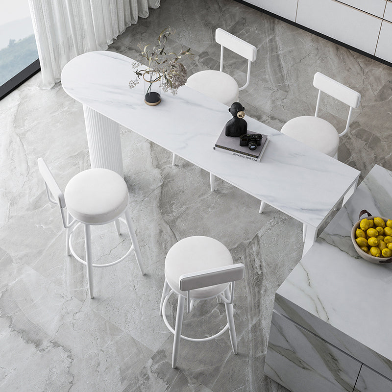 Moderne rugleuning armloze aanrechtkruk IJzeren Keuken Bar Kruk met lederen kussen