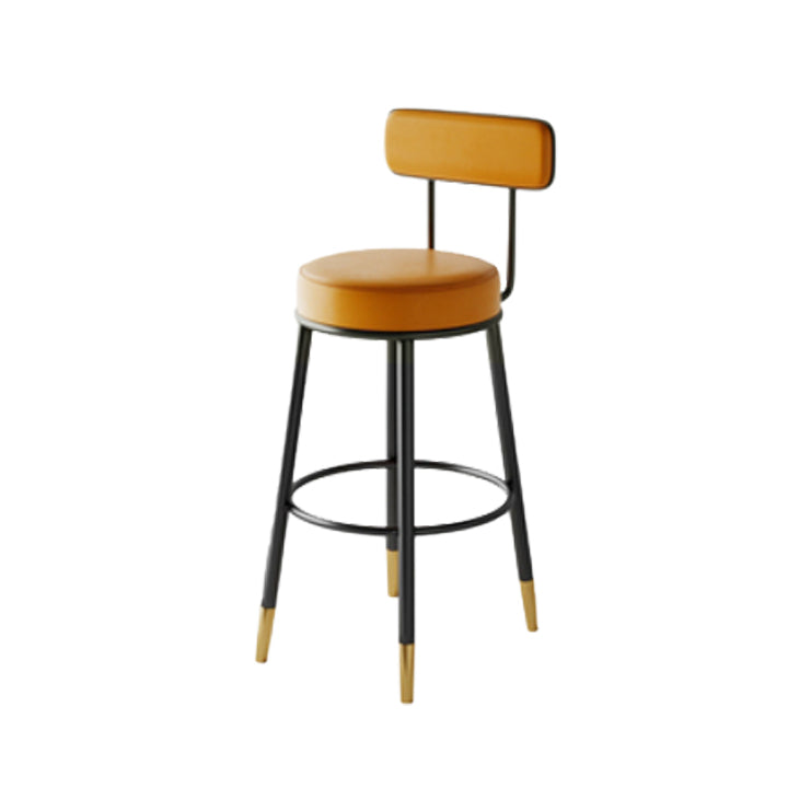 Modern Backrest Armless Counter Stool Iron Kitchen Bar Stool with Leather Cushion