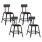 Industrial Metal Barstool Faux Leather Backless Counter Stool with Iorn 4 Legs