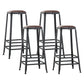 Industrial Metal Barstool Faux Leather Backless Counter Stool with Iorn 4 Legs