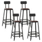 Industrial Metal Barstool Faux Leather Backless Counter Stool with Iorn 4 Legs