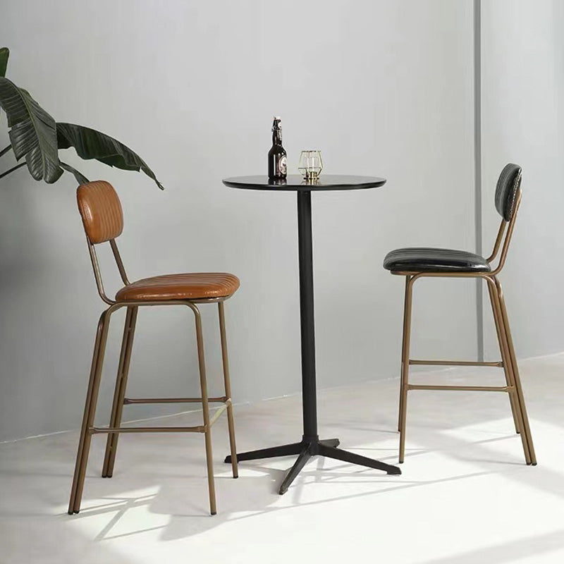 Industrial Metal Barstool Faux Leather Footrest Low Back Counter Stool with Iorn 4 Legs Clearhalo 'Bar Furniture' 'Bar Stools' 'bar_stools' 'furn' 'furn_bar_stools' 'Furniture' 'Kitchen & Dining Furniture' 5667249