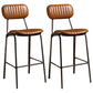 Industrial Metal Barstool Faux Leather Footrest Low Back Counter Stool with Iorn 4 Legs Yellow 2 Piece Set Clearhalo 'Bar Furniture' 'Bar Stools' 'bar_stools' 'furn' 'furn_bar_stools' 'Furniture' 'Kitchen & Dining Furniture' 5667252
