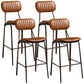 Industrial Metal Barstool Faux Leather Footrest Low Back Counter Stool with Iorn 4 Legs Yellow 4 Piece Set Clearhalo 'Bar Furniture' 'Bar Stools' 'bar_stools' 'furn' 'furn_bar_stools' 'Furniture' 'Kitchen & Dining Furniture' 5667253
