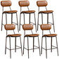 Industrial Metal Barstool Faux Leather Footrest Low Back Counter Stool with Iorn 4 Legs Yellow 6 Piece Set Clearhalo 'Bar Furniture' 'Bar Stools' 'bar_stools' 'furn' 'furn_bar_stools' 'Furniture' 'Kitchen & Dining Furniture' 5667255