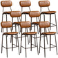 Industrial Metal Barstool Faux Leather Footrest Low Back Counter Stool with Iorn 4 Legs Yellow 8 Piece Set Clearhalo 'Bar Furniture' 'Bar Stools' 'bar_stools' 'furn' 'furn_bar_stools' 'Furniture' 'Kitchen & Dining Furniture' 5667258