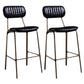 Industrial Metal Barstool Faux Leather Footrest Low Back Counter Stool with Iorn 4 Legs Black 2 Piece Set Clearhalo 'Bar Furniture' 'Bar Stools' 'bar_stools' 'furn' 'furn_bar_stools' 'Furniture' 'Kitchen & Dining Furniture' 5667261