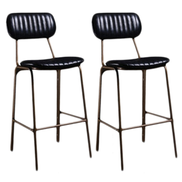 Industrial Metal Barstool Faux Leather Footrest Low Back Counter Stool with Iorn 4 Legs Black 2 Piece Set Clearhalo 'Bar Furniture' 'Bar Stools' 'bar_stools' 'furn' 'furn_bar_stools' 'Furniture' 'Kitchen & Dining Furniture' 5667261