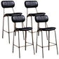 Industrial Metal Barstool Faux Leather Footrest Low Back Counter Stool with Iorn 4 Legs Black 4 Piece Set Clearhalo 'Bar Furniture' 'Bar Stools' 'bar_stools' 'furn' 'furn_bar_stools' 'Furniture' 'Kitchen & Dining Furniture' 5667264