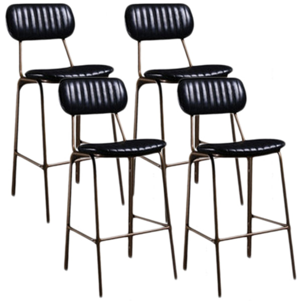 Industrial Metal Barstool Faux Leather Footrest Low Back Counter Stool with Iorn 4 Legs Black 4 Piece Set Clearhalo 'Bar Furniture' 'Bar Stools' 'bar_stools' 'furn' 'furn_bar_stools' 'Furniture' 'Kitchen & Dining Furniture' 5667264
