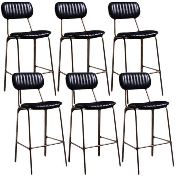 Industrial Metal Barstool Faux Leather Footrest Low Back Counter Stool with Iorn 4 Legs Black 6 Piece Set Clearhalo 'Bar Furniture' 'Bar Stools' 'bar_stools' 'furn' 'furn_bar_stools' 'Furniture' 'Kitchen & Dining Furniture' 5667266