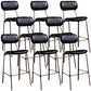 Industrial Metal Barstool Faux Leather Footrest Low Back Counter Stool with Iorn 4 Legs Black 8 Piece Set Clearhalo 'Bar Furniture' 'Bar Stools' 'bar_stools' 'furn' 'furn_bar_stools' 'Furniture' 'Kitchen & Dining Furniture' 5667267