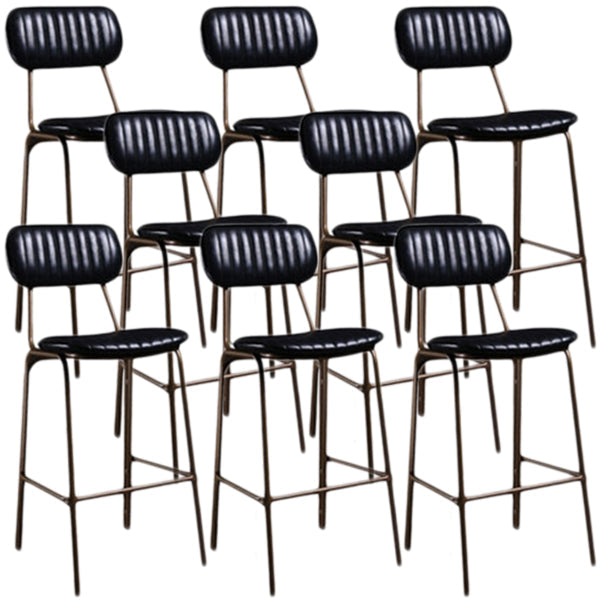 Industrial Metal Barstool Faux Leather Footrest Low Back Counter Stool with Iorn 4 Legs Black 8 Piece Set Clearhalo 'Bar Furniture' 'Bar Stools' 'bar_stools' 'furn' 'furn_bar_stools' 'Furniture' 'Kitchen & Dining Furniture' 5667267