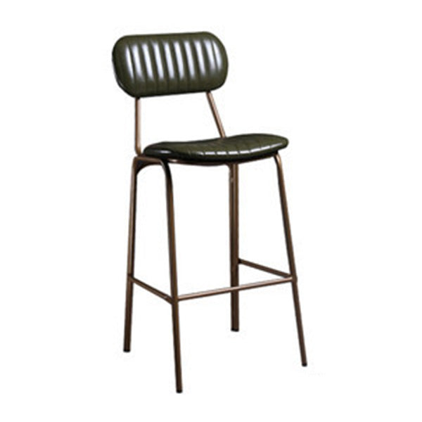 Industrial Metal Barstool Faux Leather Footrest Low Back Counter Stool with Iorn 4 Legs Blackish Green 1 Piece Clearhalo 'Bar Furniture' 'Bar Stools' 'bar_stools' 'furn' 'furn_bar_stools' 'Furniture' 'Kitchen & Dining Furniture' 5667268