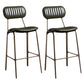 Industrial Metal Barstool Faux Leather Footrest Low Back Counter Stool with Iorn 4 Legs Blackish Green 2 Piece Set Clearhalo 'Bar Furniture' 'Bar Stools' 'bar_stools' 'furn' 'furn_bar_stools' 'Furniture' 'Kitchen & Dining Furniture' 5667269