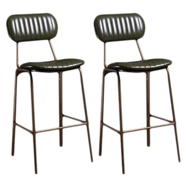 Industrial Metal Barstool Faux Leather Footrest Low Back Counter Stool with Iorn 4 Legs Blackish Green 2 Piece Set Clearhalo 'Bar Furniture' 'Bar Stools' 'bar_stools' 'furn' 'furn_bar_stools' 'Furniture' 'Kitchen & Dining Furniture' 5667269