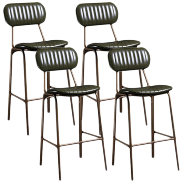 Industrial Metal Barstool Faux Leather Footrest Low Back Counter Stool with Iorn 4 Legs Blackish Green 4 Piece Set Clearhalo 'Bar Furniture' 'Bar Stools' 'bar_stools' 'furn' 'furn_bar_stools' 'Furniture' 'Kitchen & Dining Furniture' 5667270