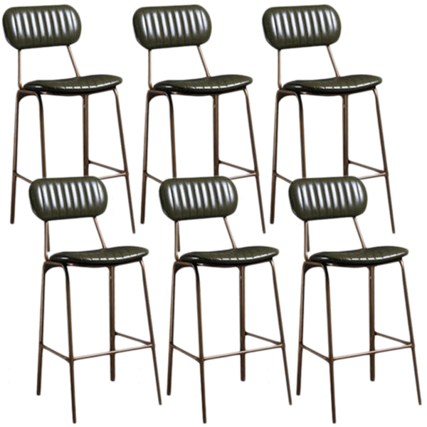 Industrial Metal Barstool Faux Leather Footrest Low Back Counter Stool with Iorn 4 Legs Blackish Green 6 Piece Set Clearhalo 'Bar Furniture' 'Bar Stools' 'bar_stools' 'furn' 'furn_bar_stools' 'Furniture' 'Kitchen & Dining Furniture' 5667271