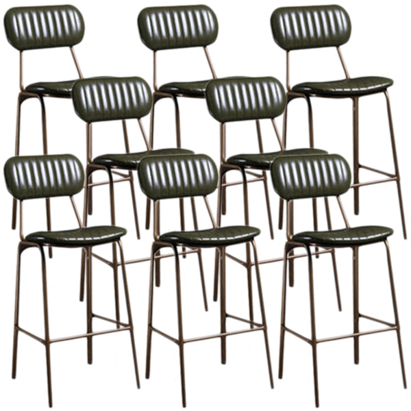 Industrial Metal Barstool Faux Leather Footrest Low Back Counter Stool with Iorn 4 Legs Blackish Green 8 Piece Set Clearhalo 'Bar Furniture' 'Bar Stools' 'bar_stools' 'furn' 'furn_bar_stools' 'Furniture' 'Kitchen & Dining Furniture' 5667272