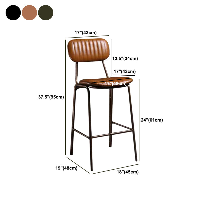 Industrial Metal Barstool Faux Leather Footrest Low Back Counter Stool with Iorn 4 Legs Clearhalo 'Bar Furniture' 'Bar Stools' 'bar_stools' 'furn' 'furn_bar_stools' 'Furniture' 'Kitchen & Dining Furniture' 5667275