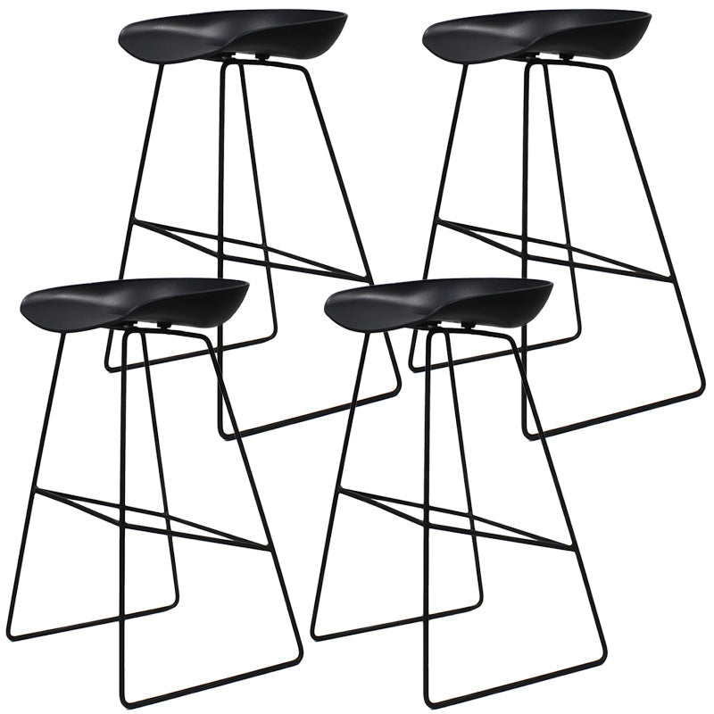 Contemporary Metal Counter Stool Plastic Low Back Furniture with Iorn 4 Legs