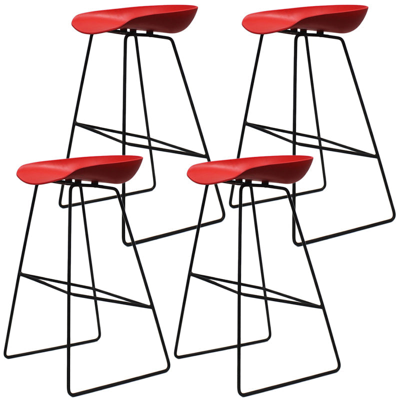 Contemporary Metal Counter Stool Plastic Low Back Furniture with Iorn 4 Legs