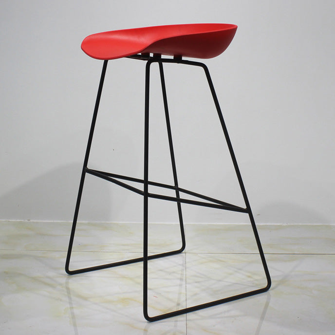 Contemporary Metal Counter Stool Plastic Low Back Furniture with Iorn 4 Legs