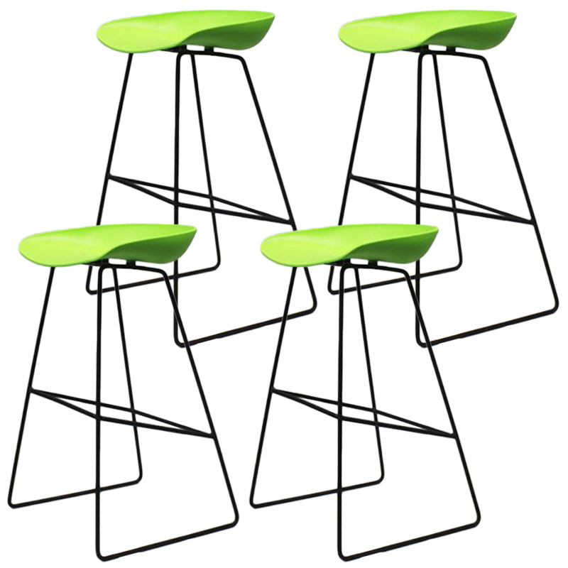 Contemporary Metal Counter Stool Plastic Low Back Furniture with Iorn 4 Legs