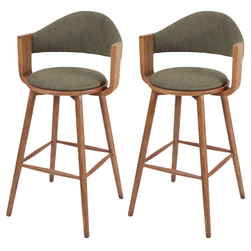 Muebles de cuero de imitación de taburete de madera verde contemporáneo con 4 patas de madera