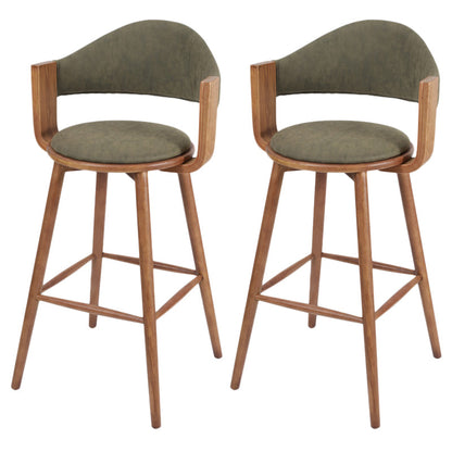 Muebles de cuero de imitación de taburete de madera verde contemporáneo con 4 patas de madera