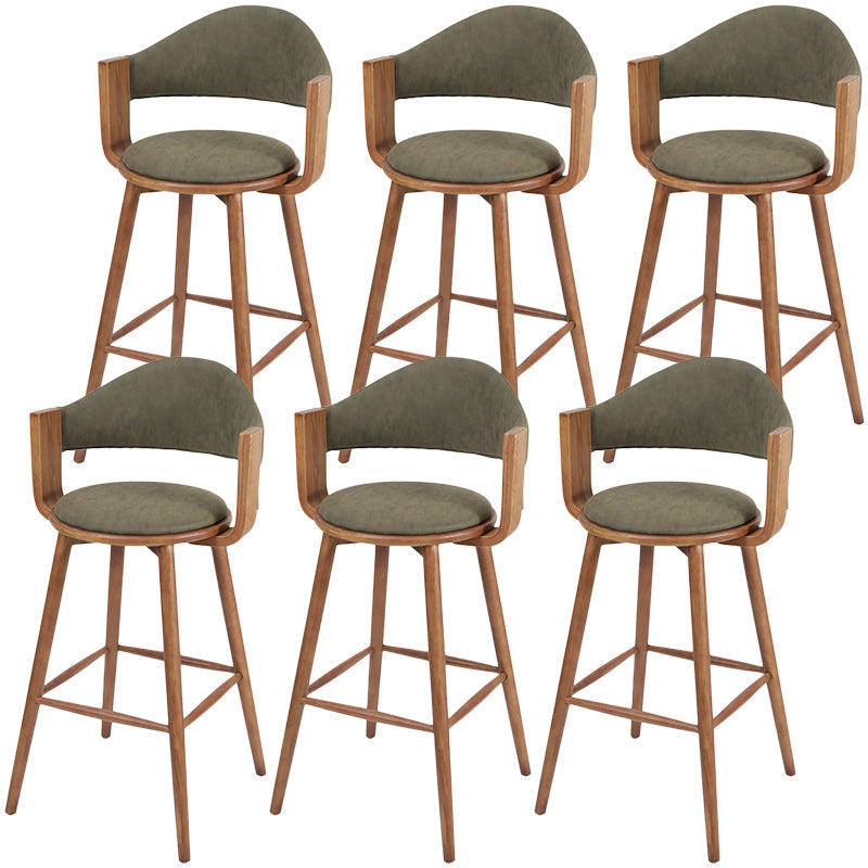 Muebles de cuero de imitación de taburete de madera verde contemporáneo con 4 patas de madera