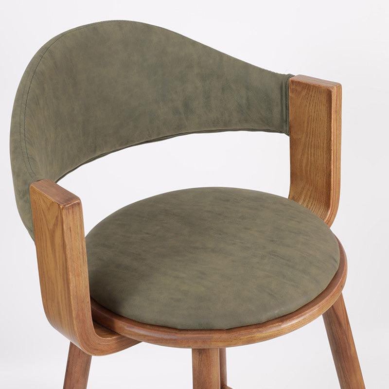 Muebles de cuero de imitación de taburete de madera verde contemporáneo con 4 patas de madera