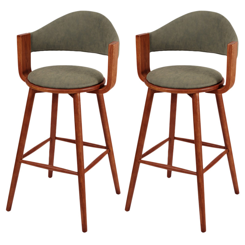 Muebles de cuero de imitación de taburete de madera verde contemporáneo con 4 patas de madera