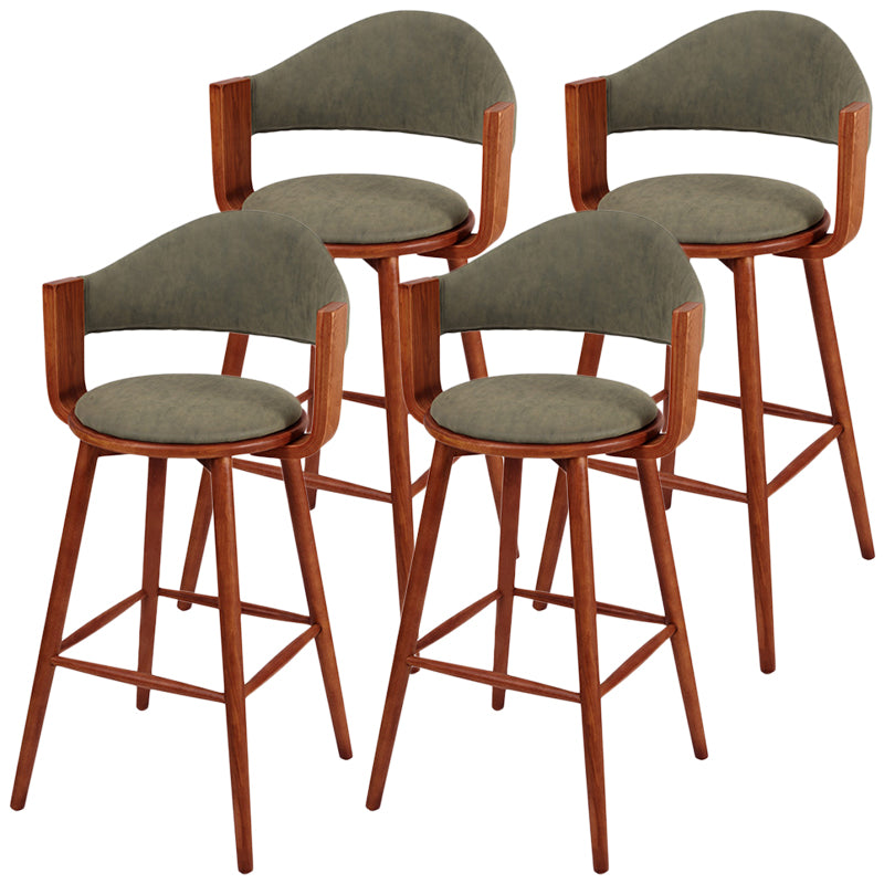 Muebles de cuero de imitación de taburete de madera verde contemporáneo con 4 patas de madera
