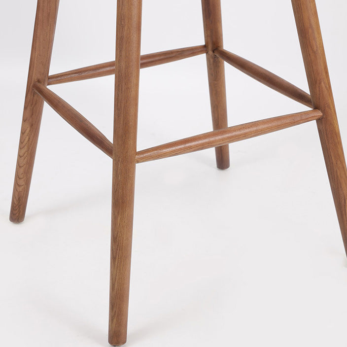 Muebles de cuero de imitación de taburete de madera verde contemporáneo con 4 patas de madera