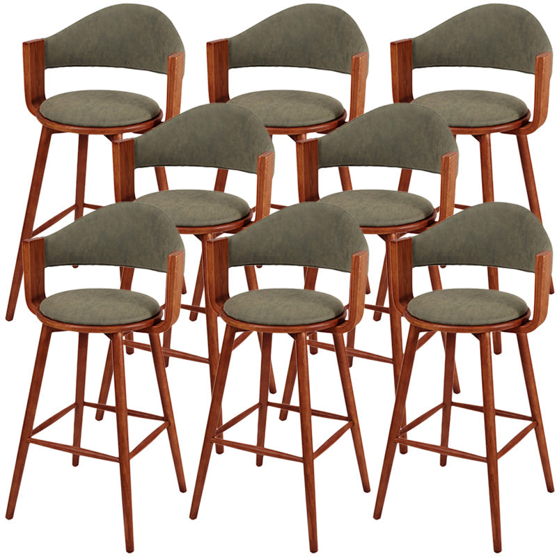 Muebles de cuero de imitación de taburete de madera verde contemporáneo con 4 patas de madera