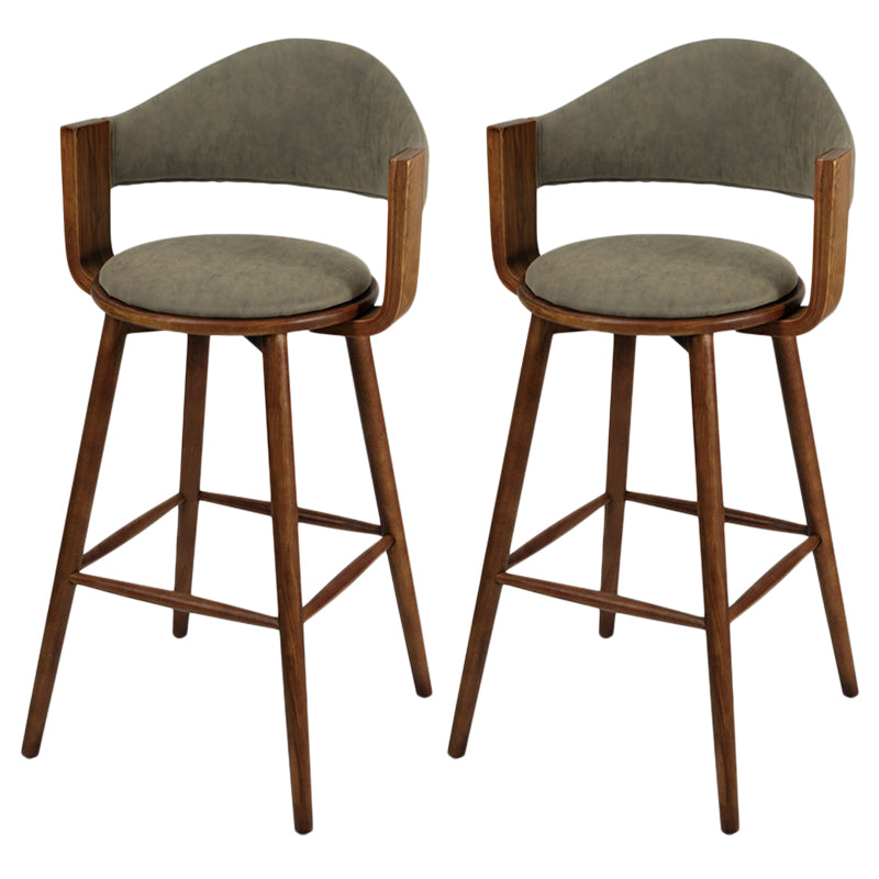 Muebles de cuero de imitación de taburete de madera verde contemporáneo con 4 patas de madera