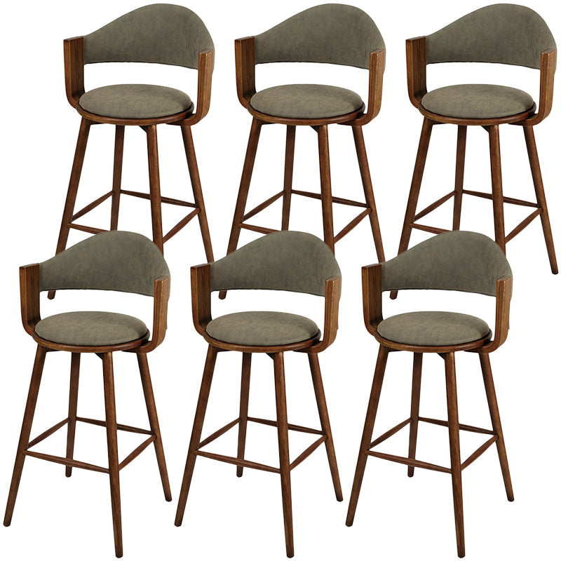 Muebles de cuero de imitación de taburete de madera verde contemporáneo con 4 patas de madera