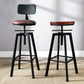 Industrial Metal Barstool Faux Leather Low Back Counter Stool with Iorn 4 Legs