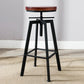 Industrial Metal Barstool Faux Leather Low Back Counter Stool with Iorn 4 Legs