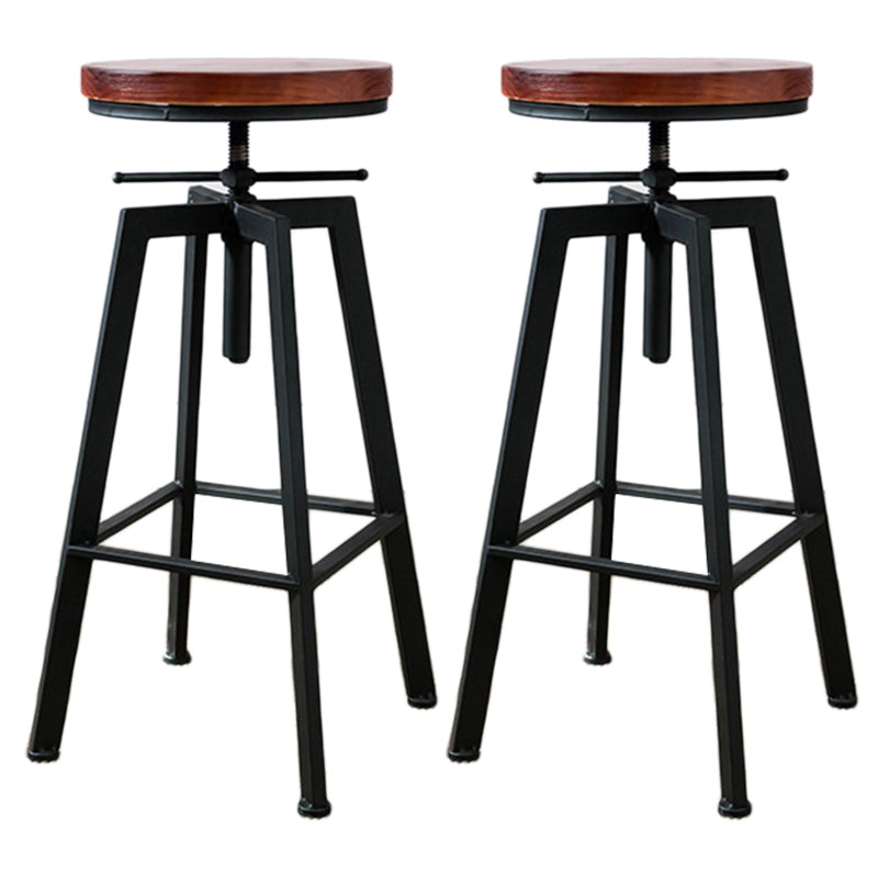 Industrial Metal Barstool Faux Leather Low Back Counter Stool with Iorn 4 Legs